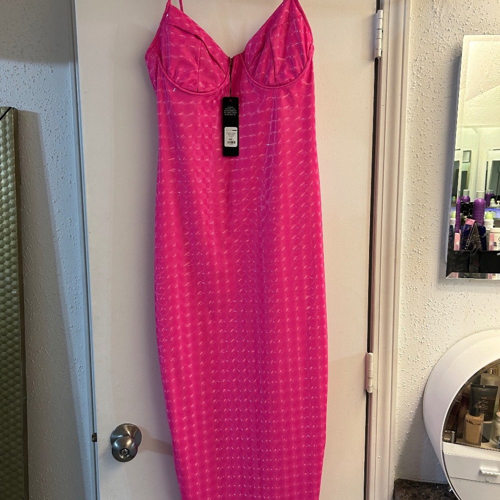 Pink Strappy Midi Dress